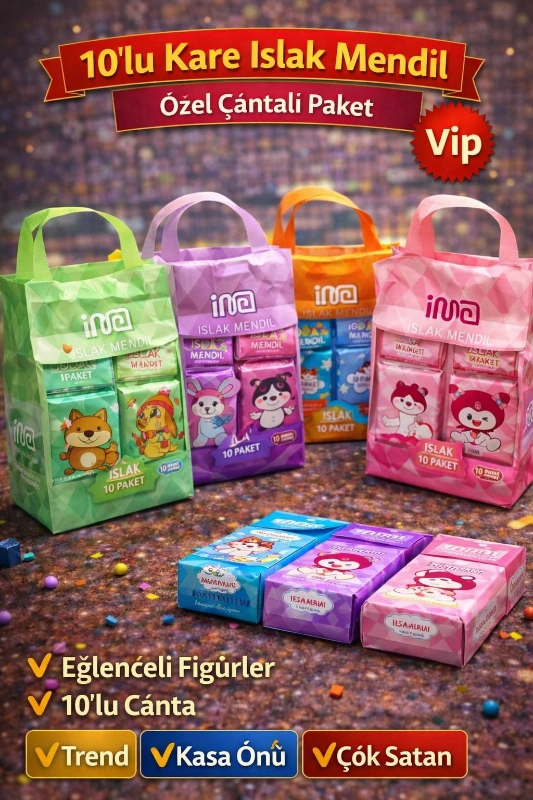 10LU ÇANTALI LÜKS ISLAK MENDİL  / 24LÜ KOLİ